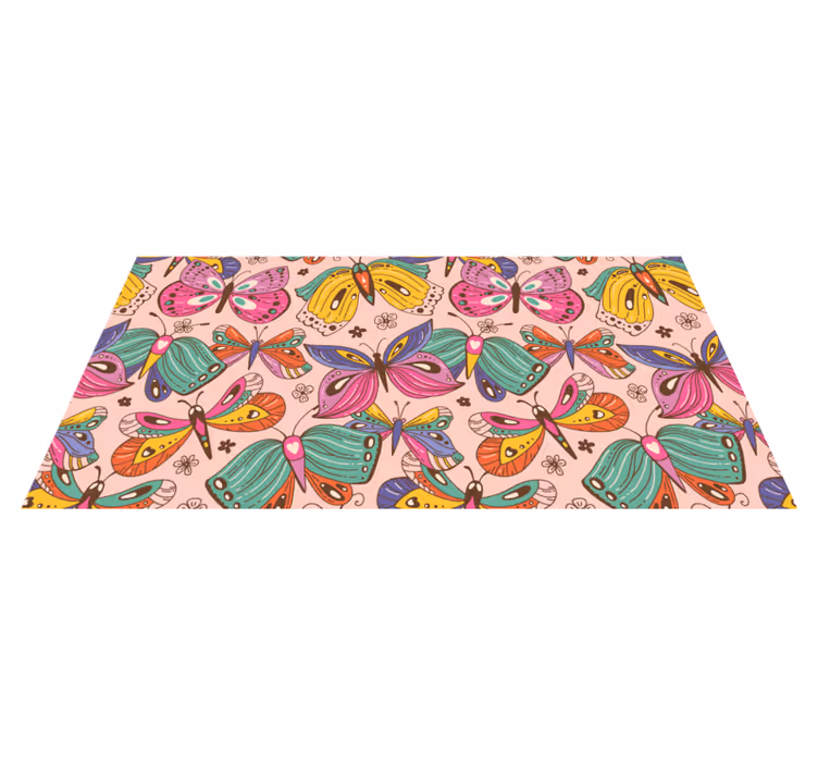 Colorful Butterfly Motif vinyl rug - TenStickers