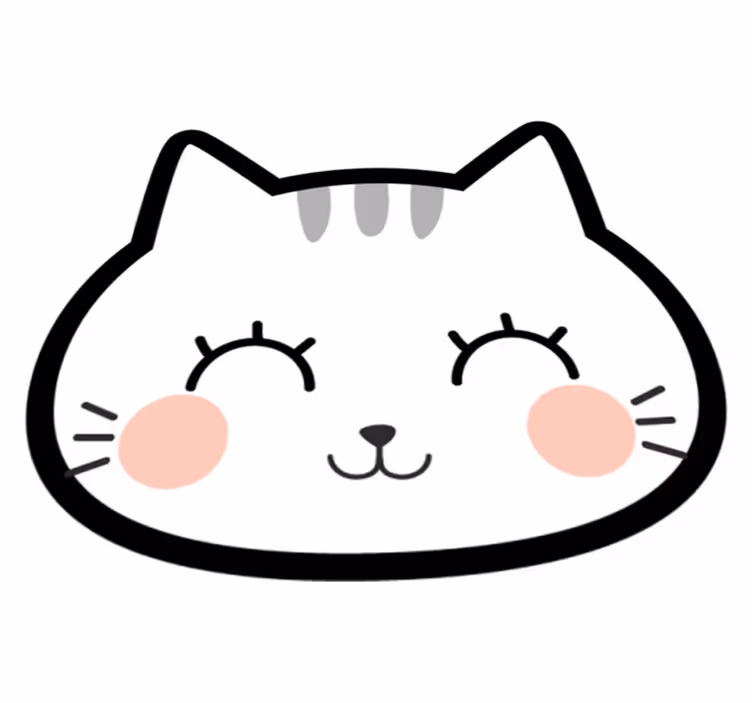 Happy cute cat face vinyl rug - TenStickers