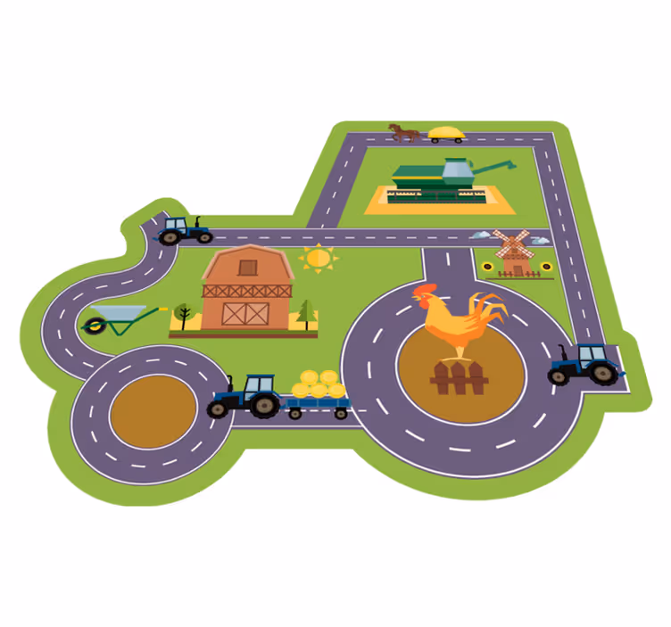Road in shape of Tractor vinyl rug - TenStickers