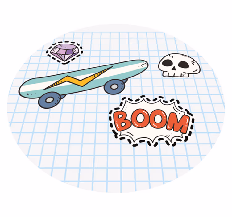Skateboard Comic Illustration vinyl rug - TenStickers