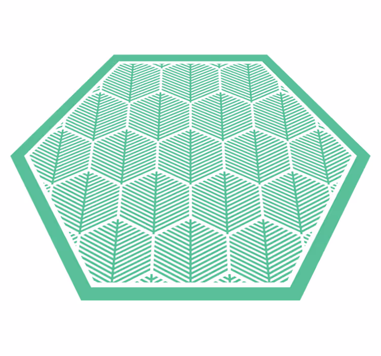 Green plants hexagon shape  floral rug - TenStickers