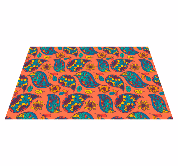 Floral Paisley Pattern flower vinyl rug - TenStickers