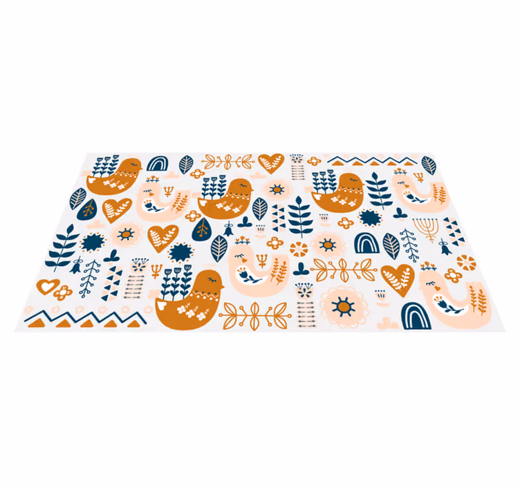 kids with singing bird nordic vinyl rug - TenStickers