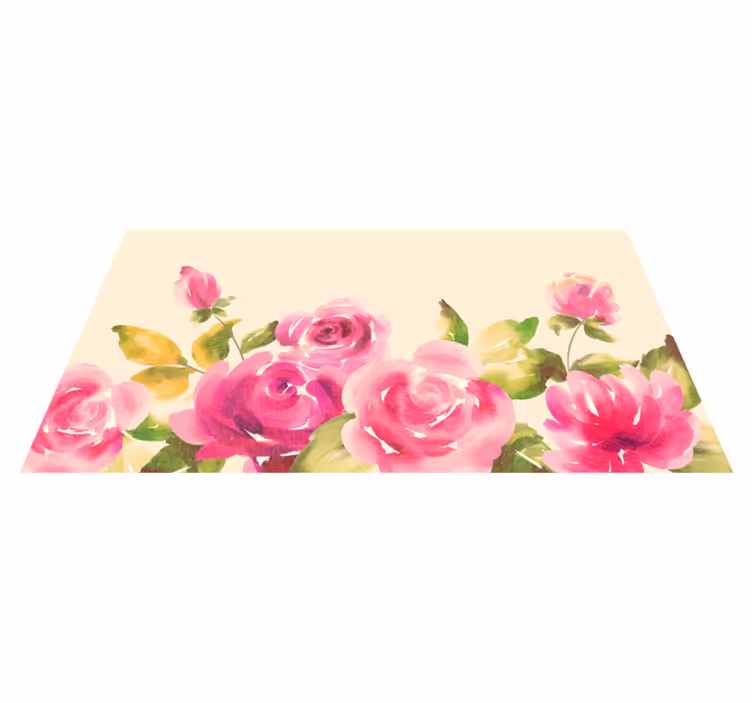 Pink floral design flower vinyl rug - TenStickers
