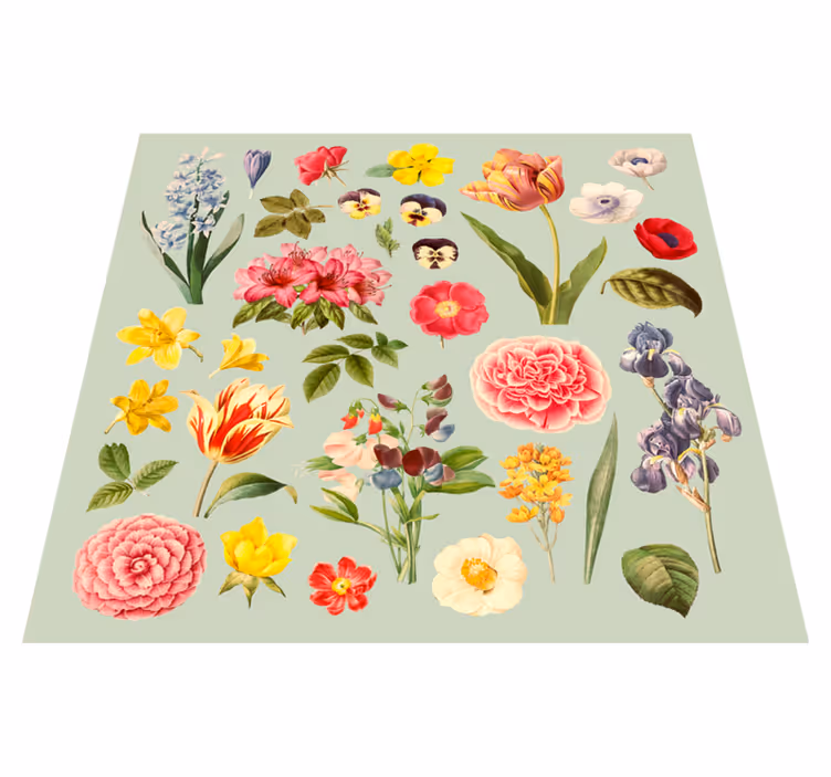 Floral Botanical Collection flower vinyl rug - TenStickers