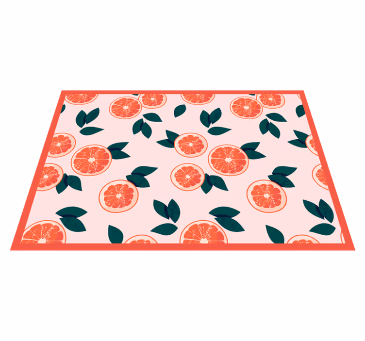 Pink citrus floral flower vinyl rug - TenStickers