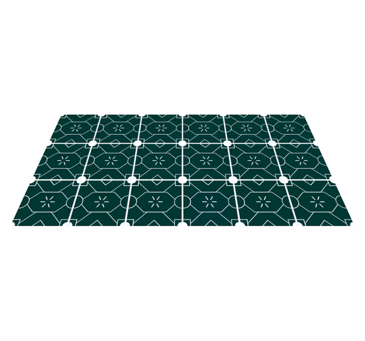Tile vinyl rug in geometric green arrangement - TenStickers