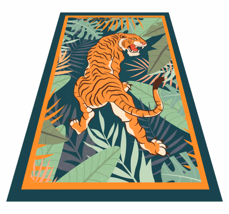 Tiger roaring animal vinyl rug - TenStickers