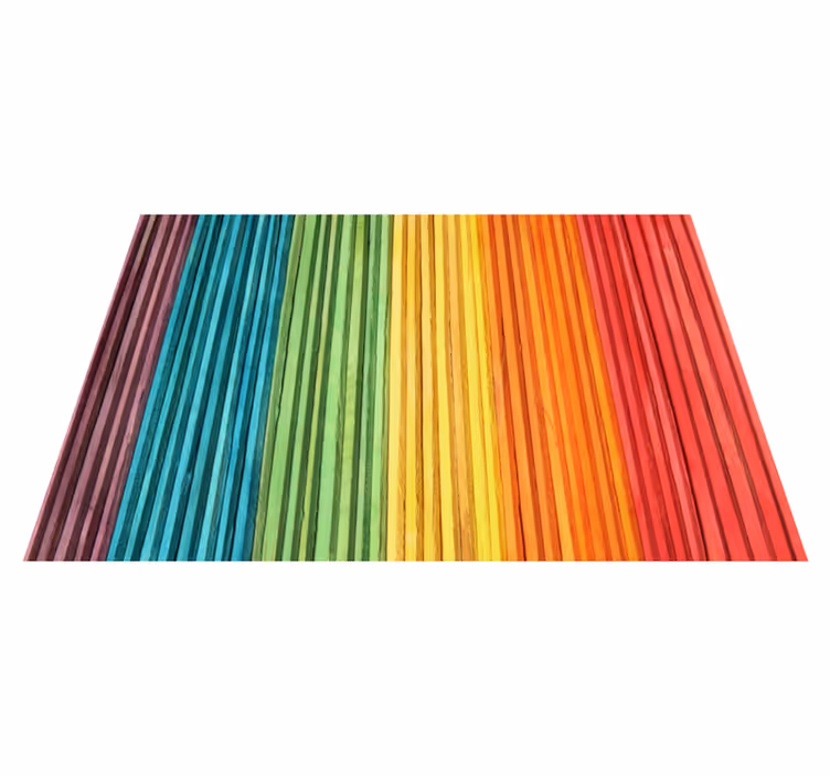 Rainbow striped layers wood vinyl rug - TenStickers
