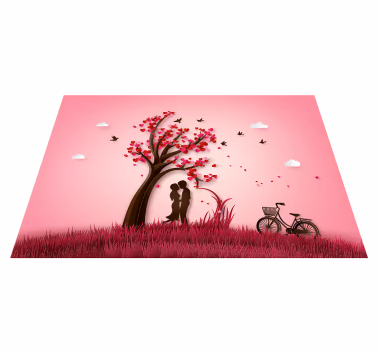Romantic Tree Scene flower vinyl rug - TenStickers