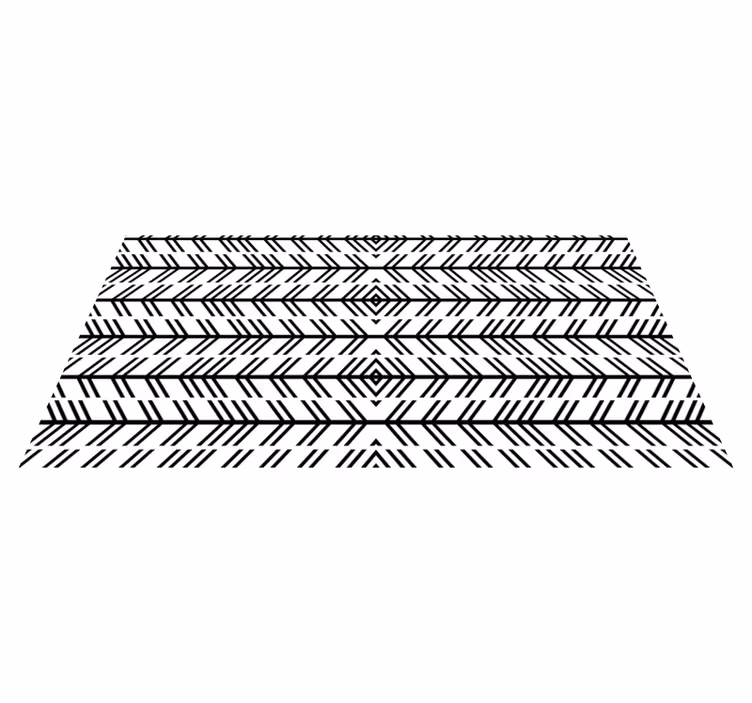 Chevron black lines stripes vinyl rug - TenStickers