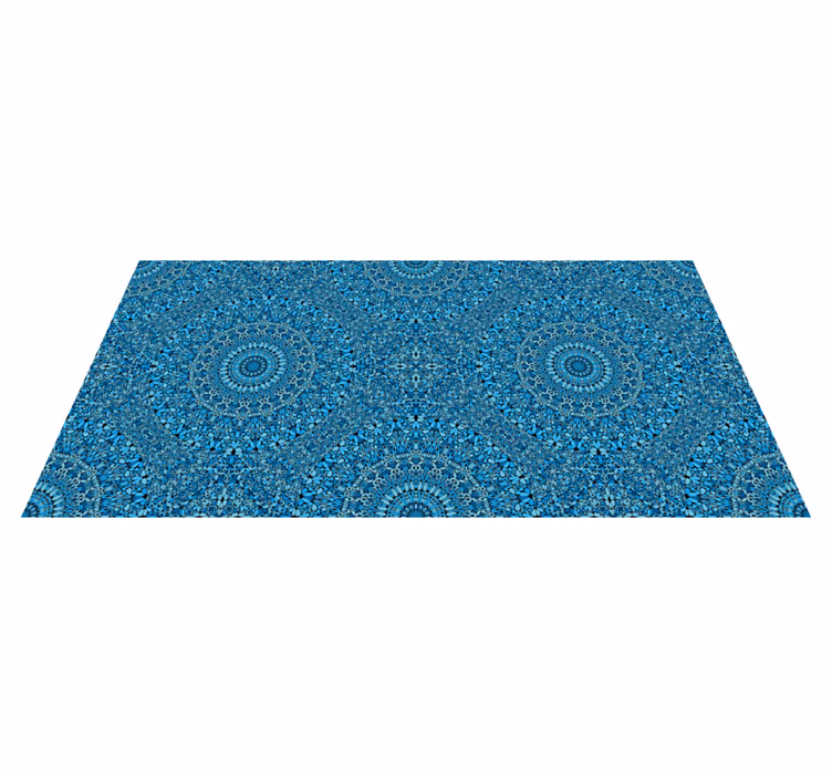 Elaborate Blue Motif mandala vinyl rug - TenStickers