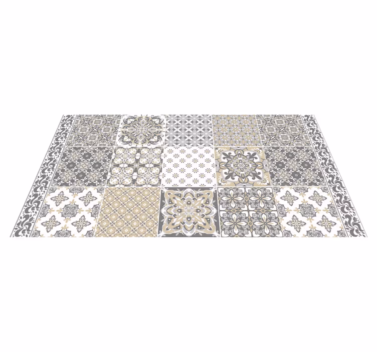 Vintage tiles pattern kitchen vinyl rug - TenStickers