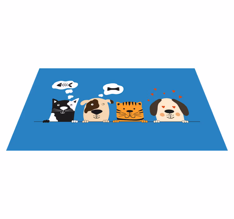Peeping dogs and cats animal vinyl rug - TenStickers