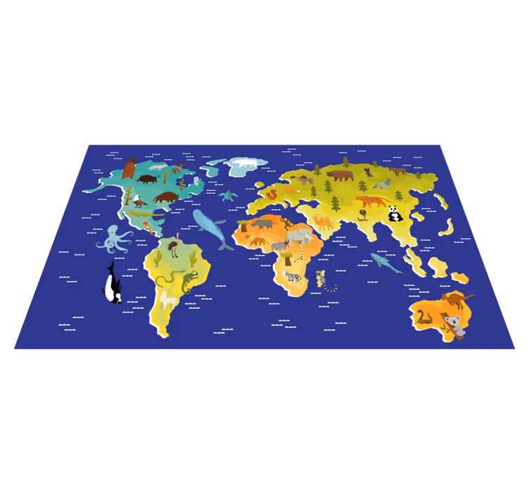 For kids with flora and fauna world map rug - TenStickers