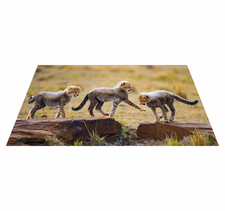 Animal cute cheetah cubs animal rug - TenStickers