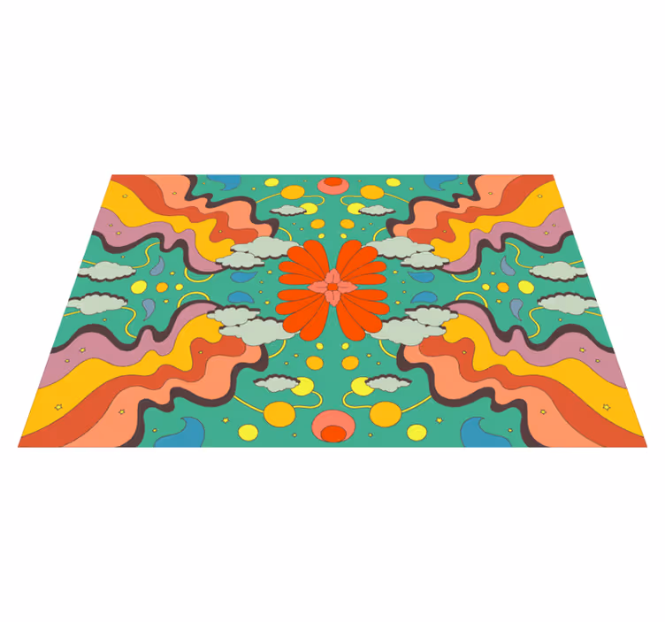 Vibrant Ffloral waves nature vinyl rug - TenStickers