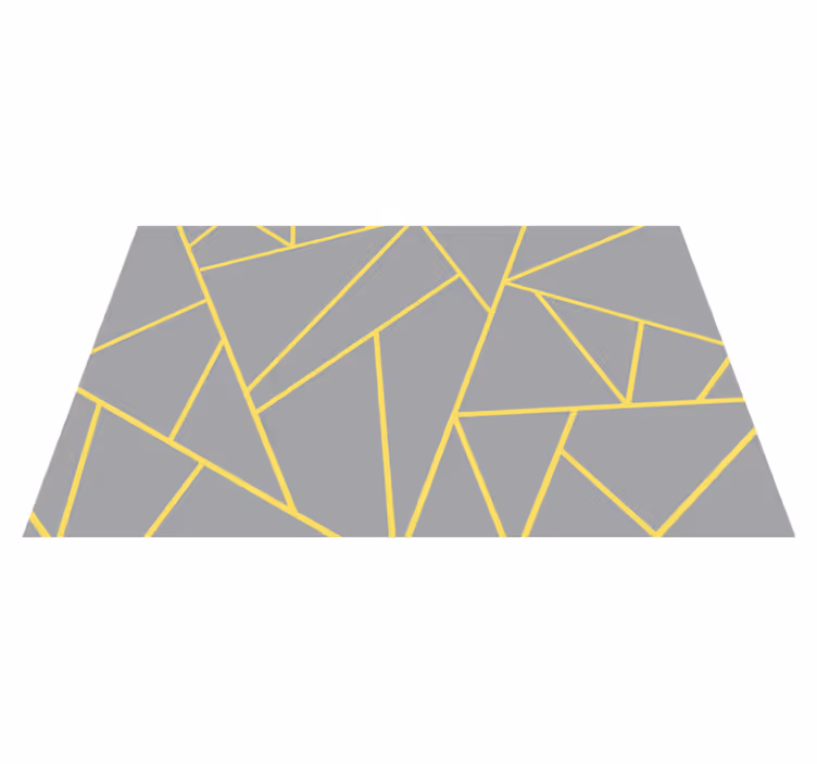 Modern yellow and gray geometric vinyl rug - TenStickers