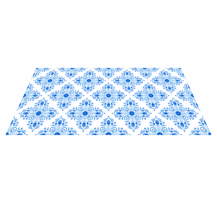 Fontaine blue tile effect vinyl rug - TenStickers