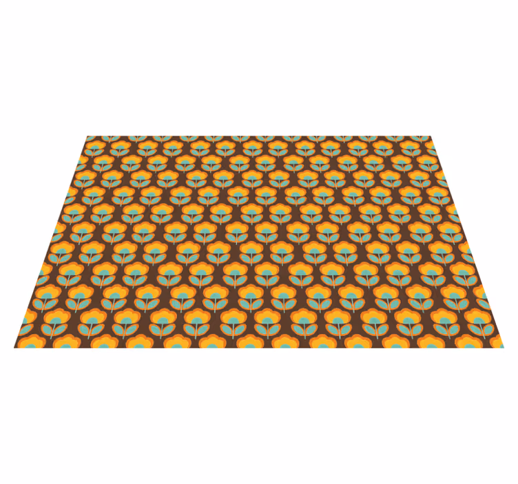 Vintage brown design flower vinyl rug - TenStickers