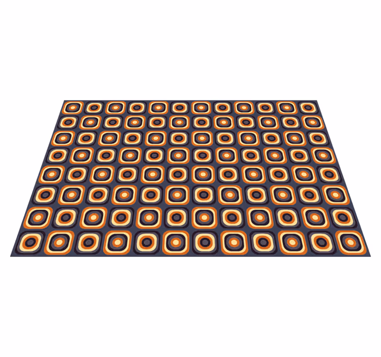 70s Circle Squares vintage vinyl rug - TenStickers