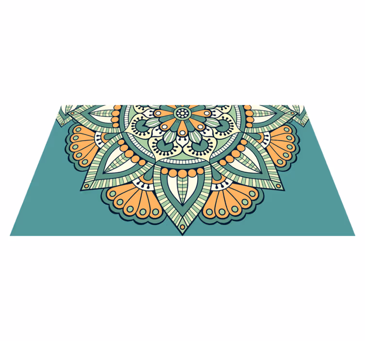 Mandala vinyl rug with half floral design - TenStickers