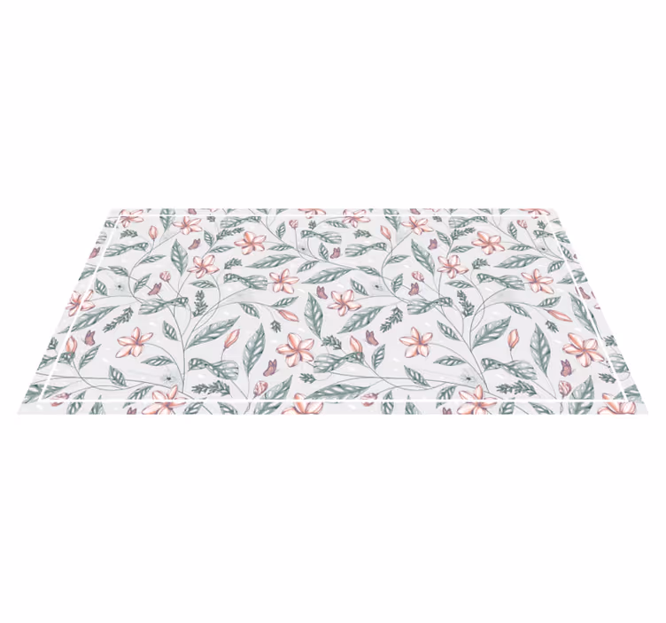 Floral Greenery Pattern flower vinyl rug - TenStickers
