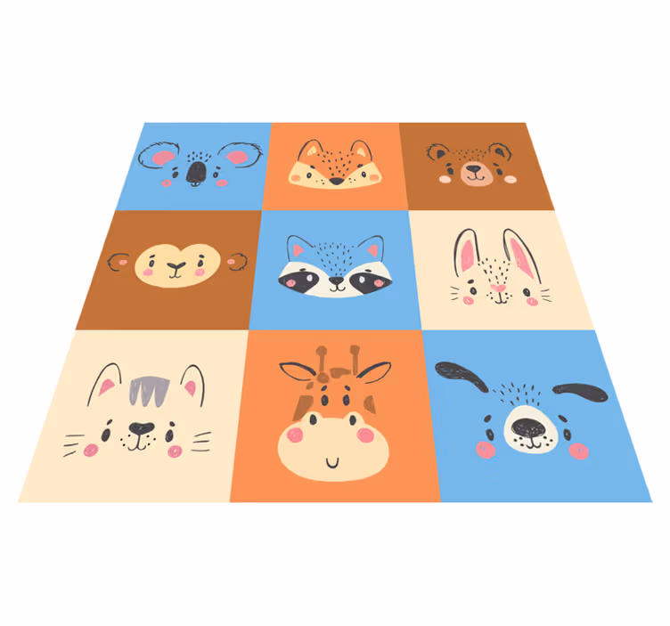 Baby animals tiles vinyl rug - TenStickers