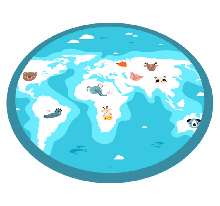 World animal map vinyl rug - TenStickers
