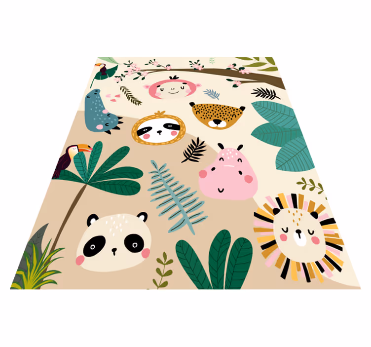 Kids jungle animals and trees kids vinyl rug - TenStickers