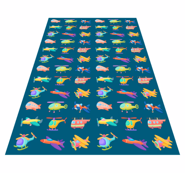 Colorful airplanes pattern vinyl rug - TenStickers