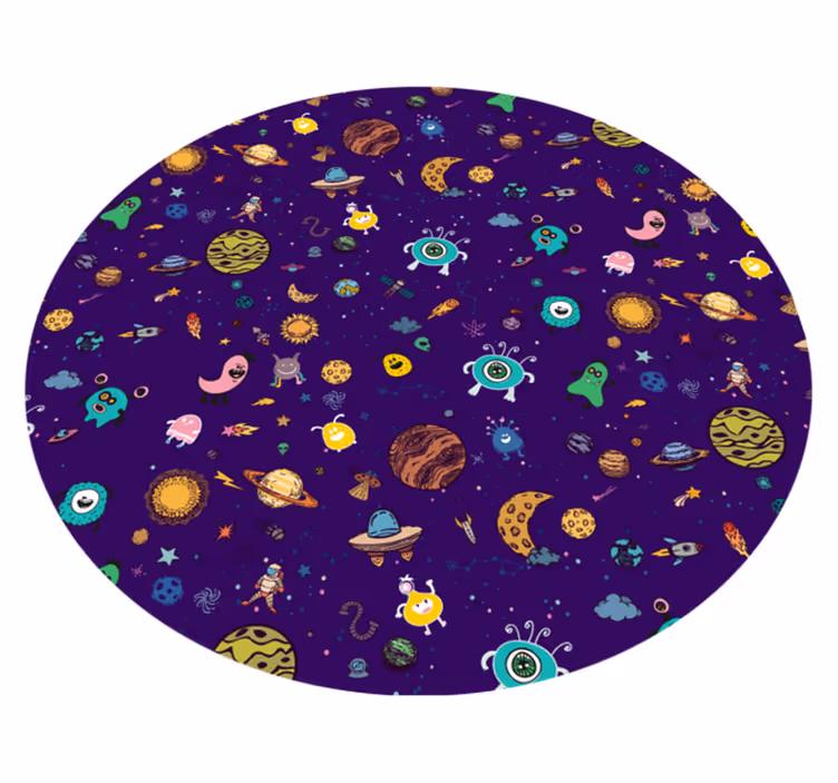 Cosmic Creatures Adventure vinyl rug - TenStickers
