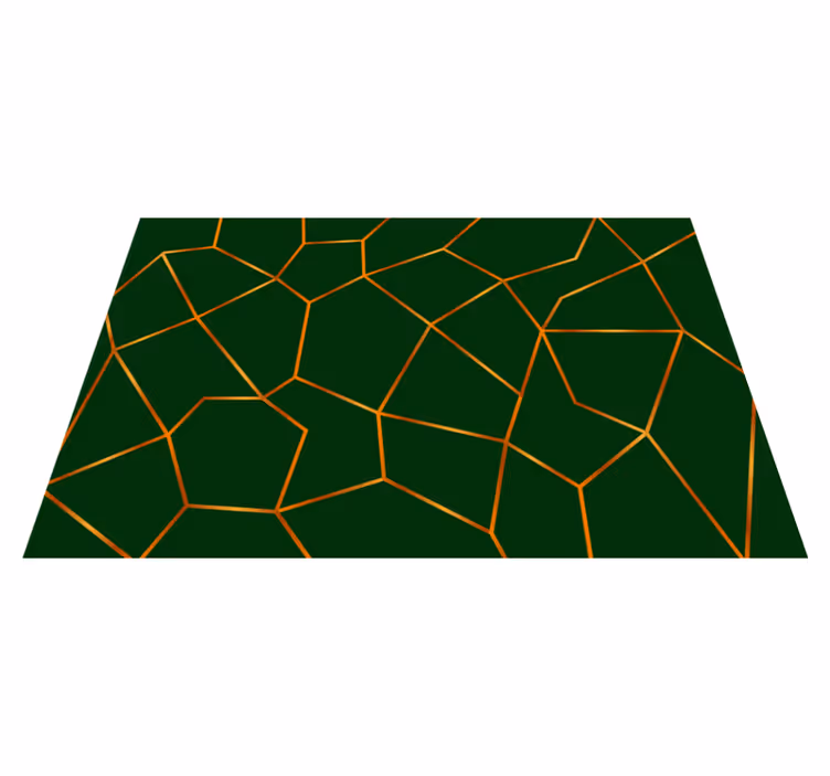 Nordic green yellow lines nordic vinyl rug - TenStickers