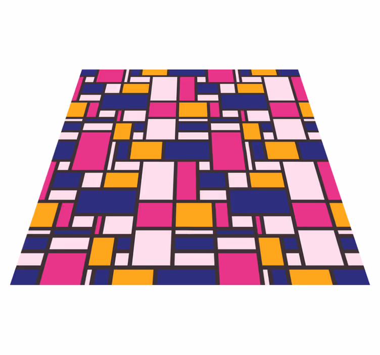 Geometric vinyl rug in vibrant color blocks - TenStickers