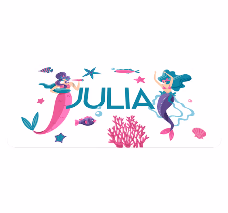 Mermaid adventure with name vinyl rug - TenStickers
