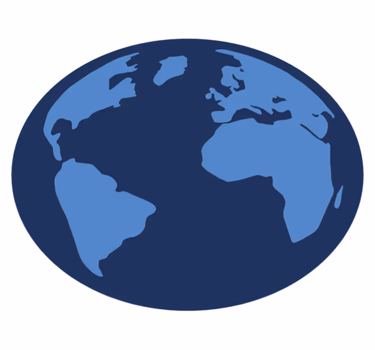 Color blue round world map rug - TenStickers
