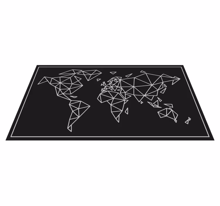 Black and white origami world map rug - TenStickers