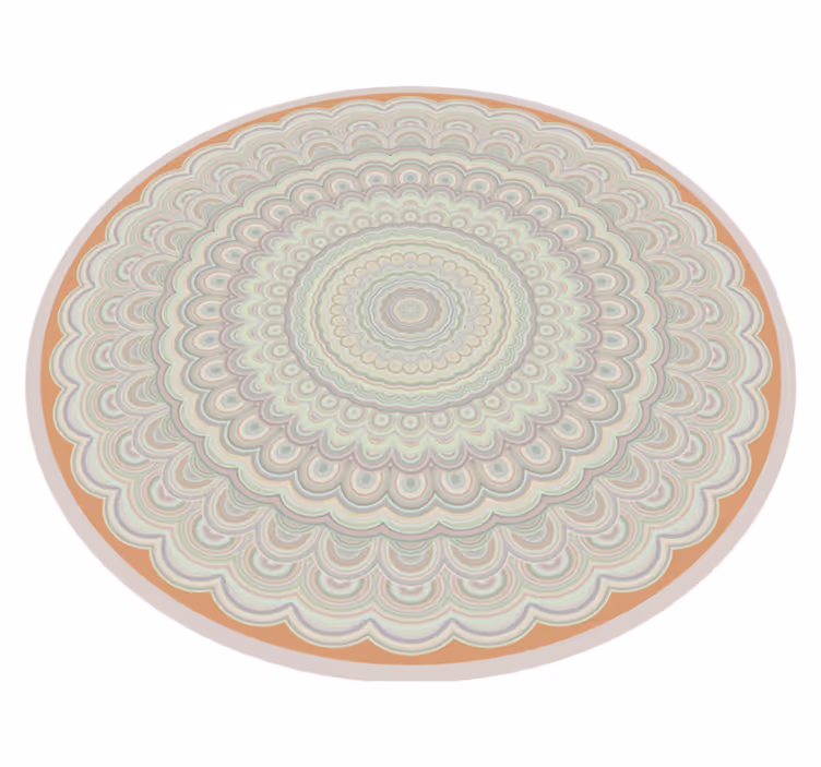 Circular beige mandala mandala vinyl rug - TenStickers
