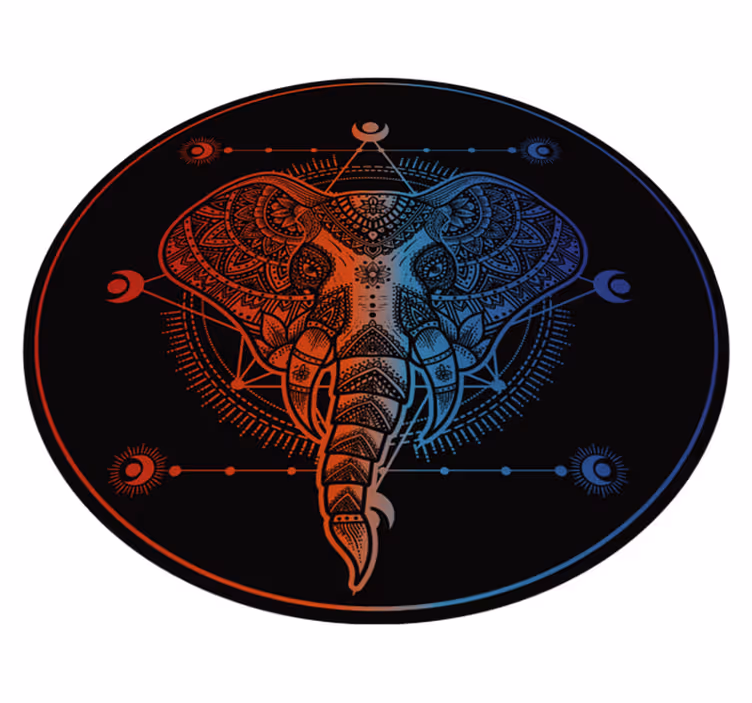 Circular mandala elephant  mandala vinyl rug - TenStickers