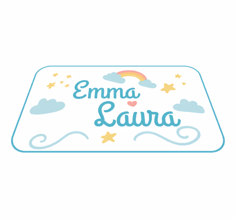 Double name with rainbow vinyl rug - TenStickers