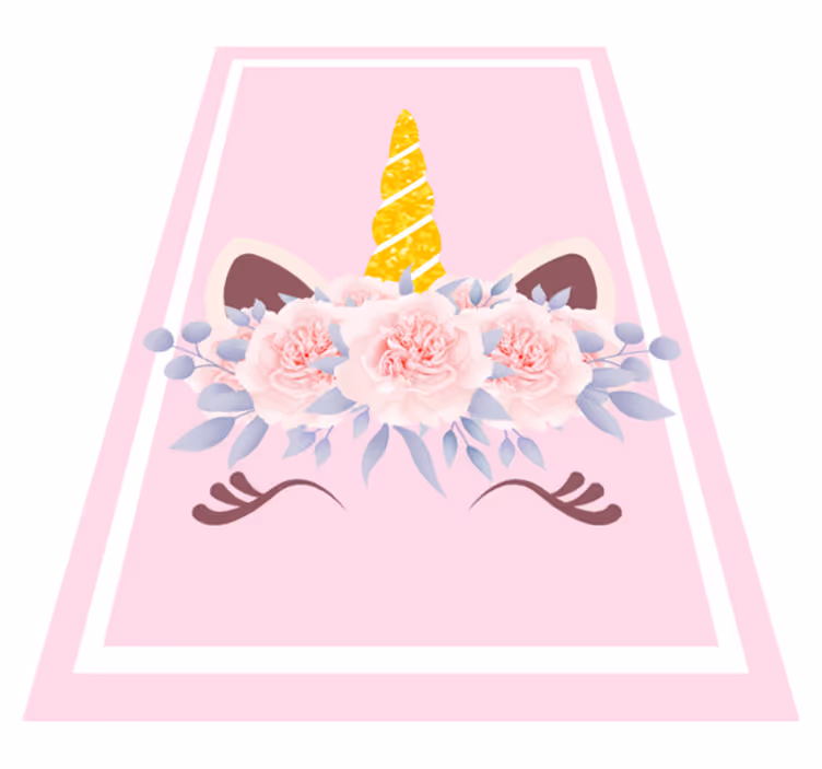 Unicorn Floral Magic kids vinyl rug - TenStickers