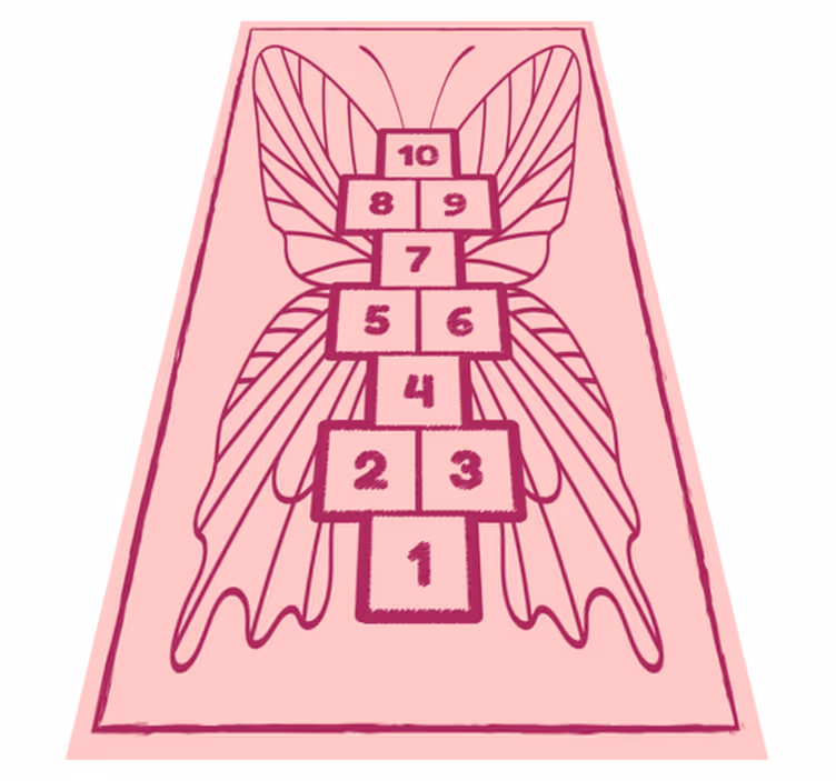 Pink butterfly hopscotch gaming vinyl rug - TenStickers