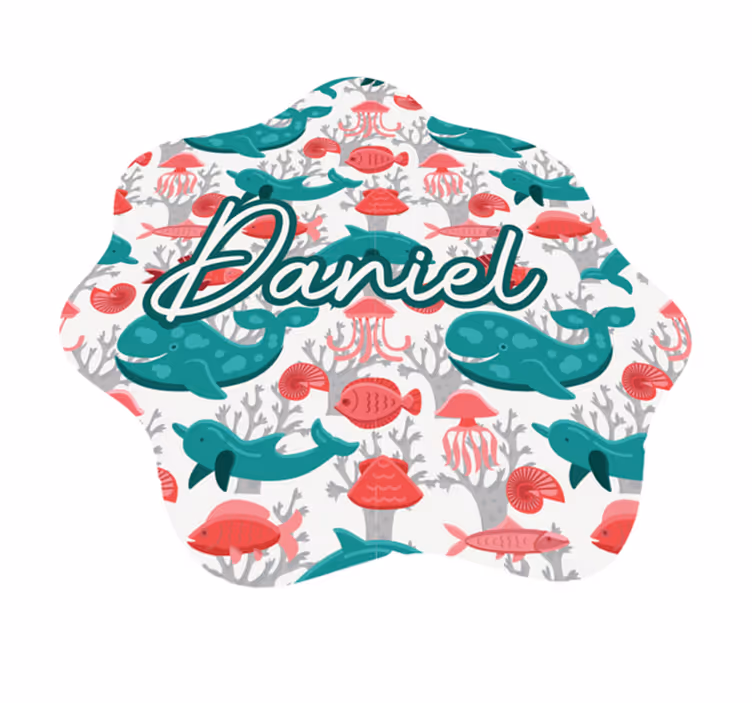 Aquatic animals with name baby play mat - TenStickers