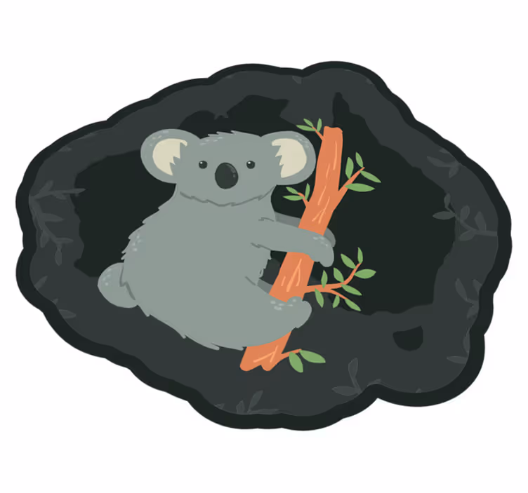 Koala chilling on a twig animal rug - TenStickers