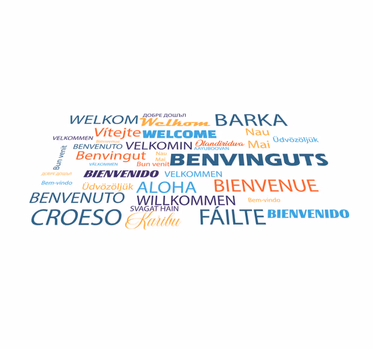 Welcome language variations entrance hall vinyl rug - TenStickers