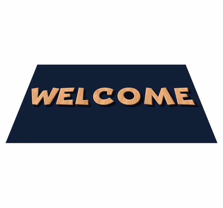 word welcome wooden letters entrance hall tiles - TenStickers