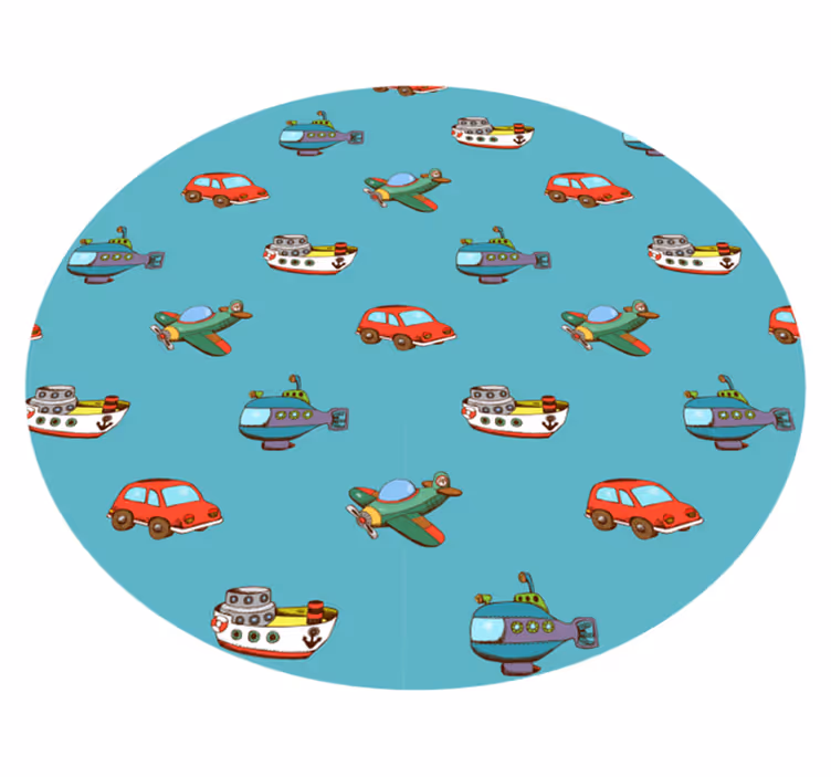 Toy Vehicles Adventure nursery vinyl rug - TenStickers