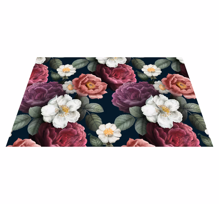 Botanical Chic Sophistication flower vinyl rug - TenStickers