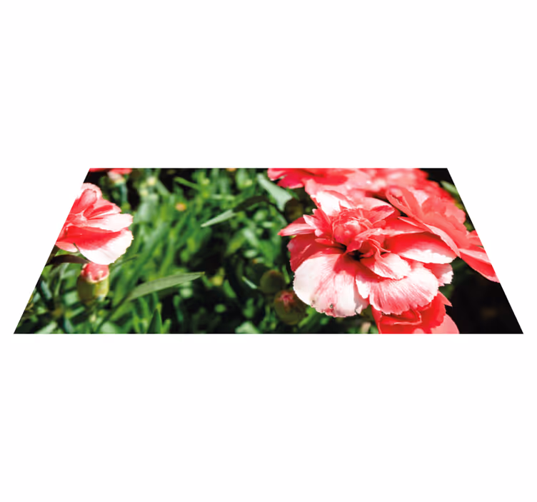 Pink blooms and grass flower vinyl rug - TenStickers