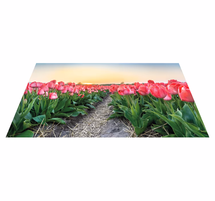 Tulip Field Perspective flower vinyl rug - TenStickers